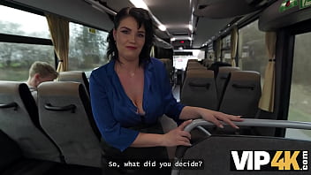 Pretty big titted lady is fucking in the bus Pretty big titted lady is fucking in the bus