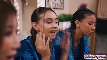 Three friends playfully tease blake blossom