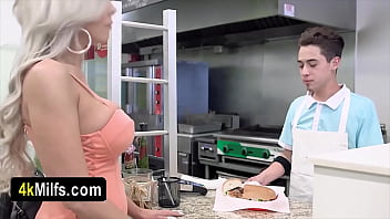 Milf gets fucked real hard in a sandwich shop