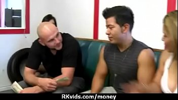 Slutty amateur babe is paid cash from some crazy public sex 24