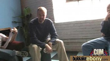 Ebony babe sucks too many white cocks 2