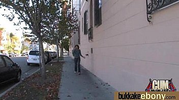 Ebony babe sucks too many white cocks 2