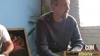 Ebony babe sucks too many white cocks 2