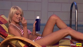 Young russian babe playing with her muffin