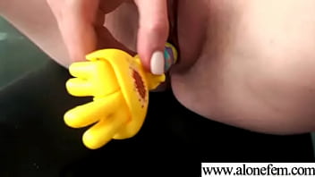 Hot cute sexy amateur girl insert toys in her holes clip 21