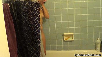 Teen washes off cum
