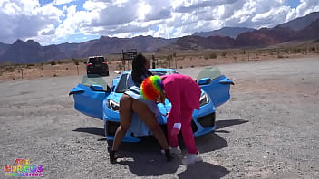 Gibby the clown jamming to his favorite song while famous pornstar dances