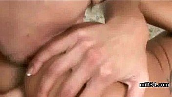 Big breated horny milf's bedroom seduction