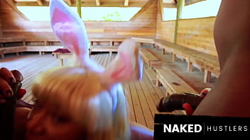 Super bad ebony bunny confuses big black dicks for easter eggs