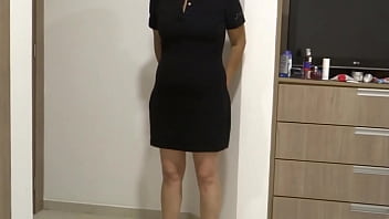 I lift up my dress and show my big ass to my stepson's friends so they can masturbate