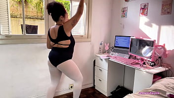 Chubby ballerina farts during ballet training