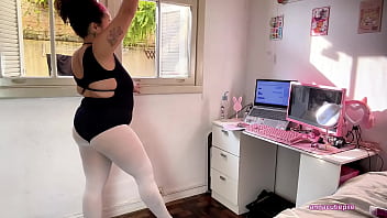 Chubby ballerina farts during ballet training