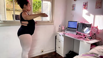 Chubby ballerina farts during ballet training