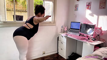 Chubby ballerina farts during ballet training