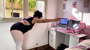 Chubby ballerina farts during ballet training