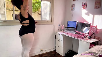 Chubby ballerina farts during ballet training