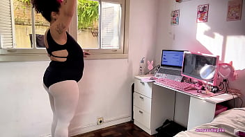 Chubby ballerina farts during ballet training