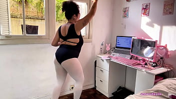 Chubby ballerina farts during ballet training