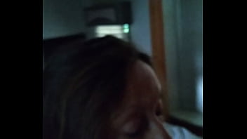 Amateur milf candi annie sucks cock and swallows a mouthful of cum from a fan in her rv