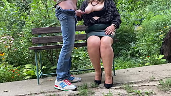 Perverted mother in law made me cum on her clothes in the park