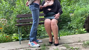 Perverted mother in law made me cum on her clothes in the park
