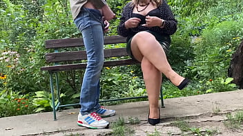 Perverted mother in law made me cum on her clothes in the park