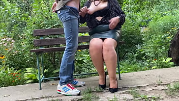 Perverted mother in law made me cum on her clothes in the park
