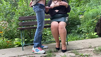 Perverted mother in law made me cum on her clothes in the park