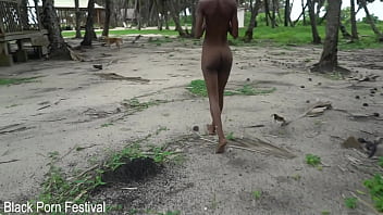 Stretching that african pussy with my dick outdoor