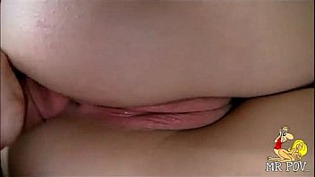 Inked teen pp sticks cock in her ass during pov