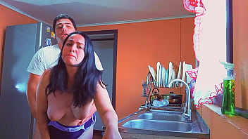 My horny stepmother wanted to fuck in the kitchen; a wish granted