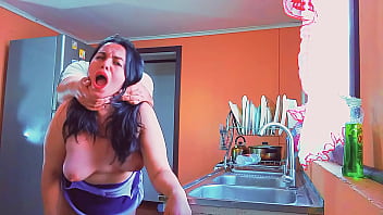 My horny stepmother wanted to fuck in the kitchen; a wish granted