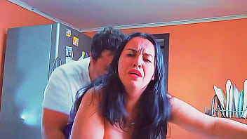 My horny stepmother wanted to fuck in the kitchen; a wish granted