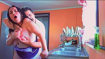 My horny stepmother wanted to fuck in the kitchen; a wish granted