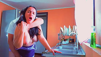 My horny stepmother wanted to fuck in the kitchen; a wish granted