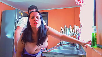 My horny stepmother wanted to fuck in the kitchen; a wish granted