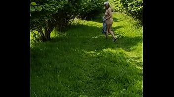 Naked and wanking in the woods