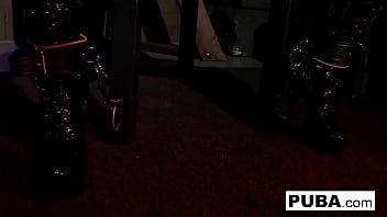 Hot babe rubs her wet pussy