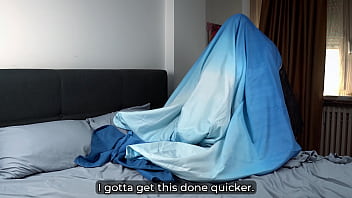 Step mom stuck in duvet gets fucked till facial cumshot