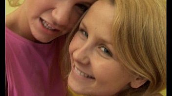 Angelic blonde busty lesbians sharing dildo