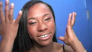 Natural cute black teen tries out gloryhole 1