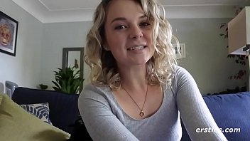 Sexy blonde works clit while fucking pussy with toy