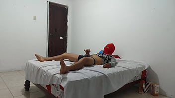 American man with small and ugly penis tries to masturbate his penis with an inflatable plastic