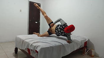 American man with small and ugly penis tries to masturbate his penis with an inflatable plastic