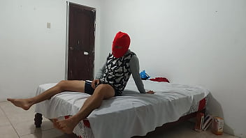 American man with small and ugly penis tries to masturbate his penis with an inflatable plastic