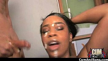 Horny ebony bukkake gangbang 11