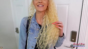 Petite blonde cutie sassy gets her pussy fingered and fucked to eat cum