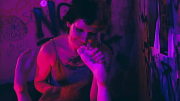 Sexy bia with feet restraint to tickle and worship