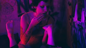 Sexy bia with feet restraint to tickle and worship