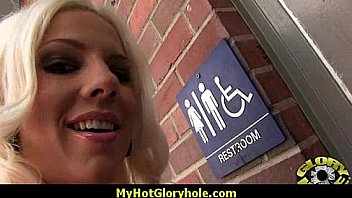 I sneak black bj as i fuck husband thrue gloryhole 19